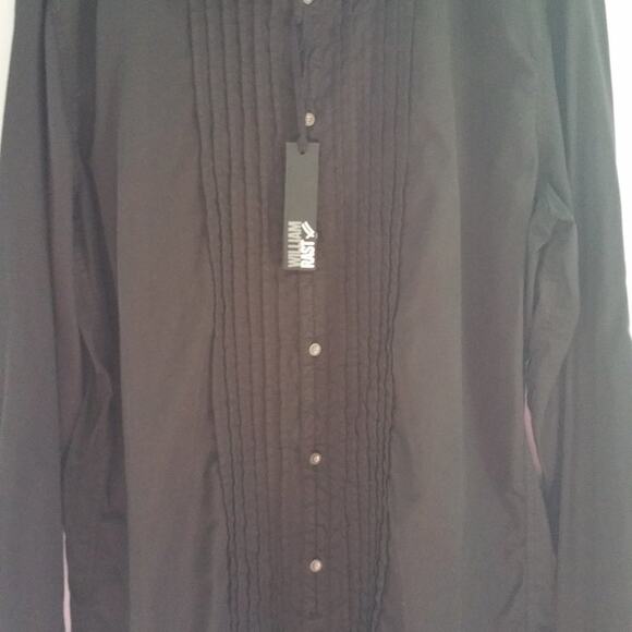 William Rast Men's Black Cotton Pleated Button Down Shirt Size XXL - Picture 3 of 7